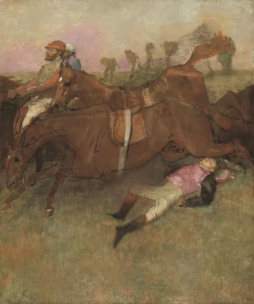 Edgar Degas: Scene from the Steeplechase - the Fallen Jockey (1866) oil on canvas. Private collection