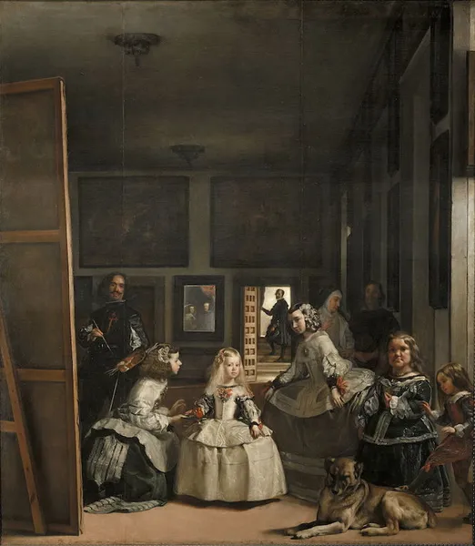 Diego Velázquez: Las Meninas (1656) Oil on canvas, 318 cm × 276 cm (125.2 in × 108.7 in) Museo del Prado, Madrid