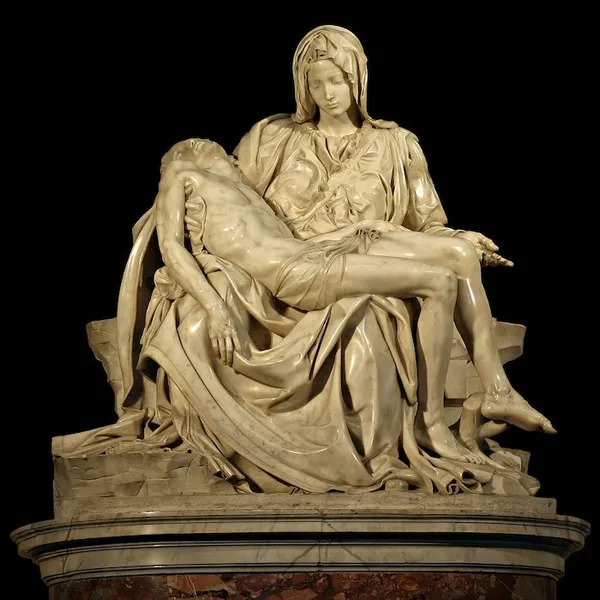 Michelangelo: Pietà (1498–1499) Marble; 174 cm × 195 cm (68.5 in × 76.8 in); St. Peter's Basilica, Vatican City