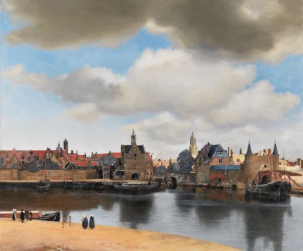 Johannes Vermeer: View of Delft (1660-1661) Oil on canvas, 98.5 cm × 117.5 cm (38.8 in × 46.3 in), Mauritshuis, The Hague