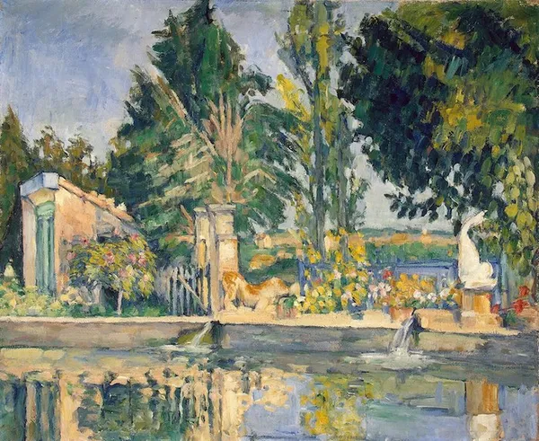 Paul Cézanne: The pool at Jas de Bouffan (circa 1876); oil on canvas 46.1 cm (18.1 ″) x 56.3 cm (22.1 ″); Hermitage Museum