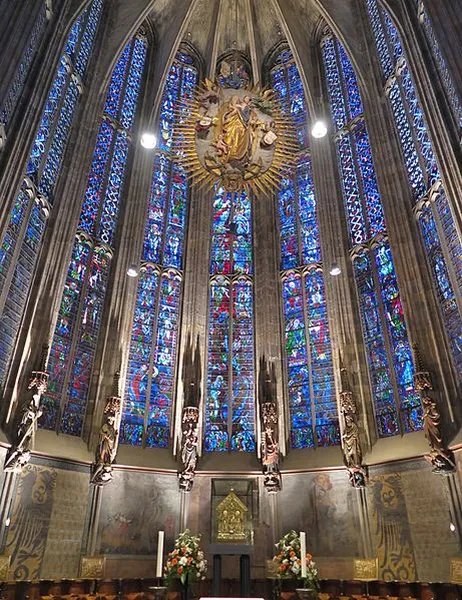 Illuminated Apostle cycle on the occasion of the festival week (600 year anniversary of the Gothic choir hall) of Aachen Cathedral. (Photo taken14 September 2014 by ACBahn)