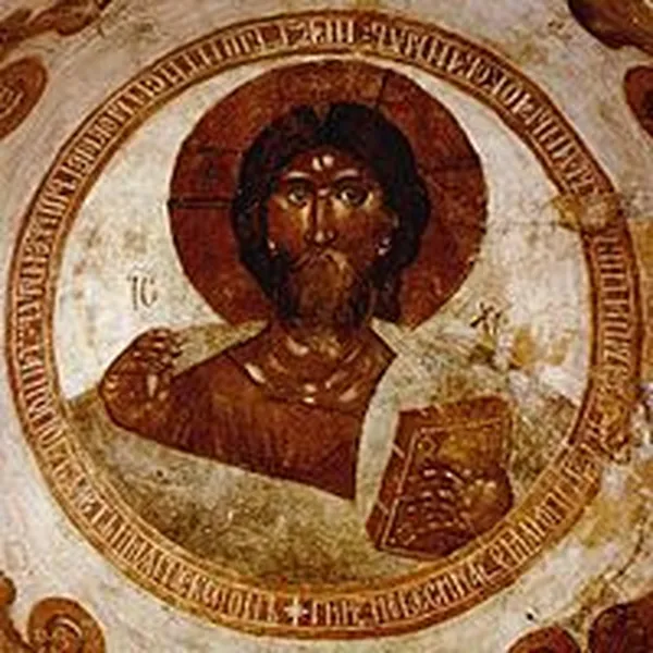 The fresco of Christ Pantocrator in the dome, painted by Theophanes the Greek in 1378.
