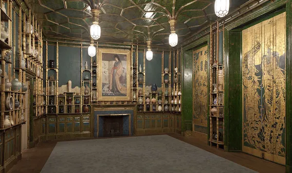 An image of the Peacock Room featuring the Princess in the Land of Porcelain painting by James McNeill Whistler. 29 April 2014, 17:26:28 Freer Gallery of Art