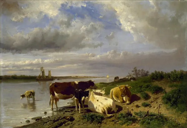 Anton Mauve: Landscape with Cattle.  Oil on canvas. Museum of Fine Arts, Houston