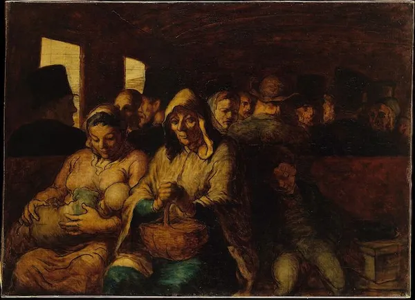 Honoré Daumier: The Third-Class Carriage (1862-1864), Oil on canvas, 65.4 cm × 90.2 cm (25.7 in × 35.5 in), Metropolitan Museum of Art