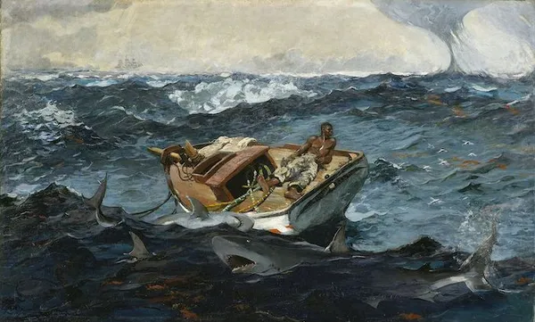 Winslow Homer: The Gulf Stream (1899); oil on canvas 71.4 cm (28.1 ″) x 124.8 cm (49.1 ″) Metropolitan Museum of Art