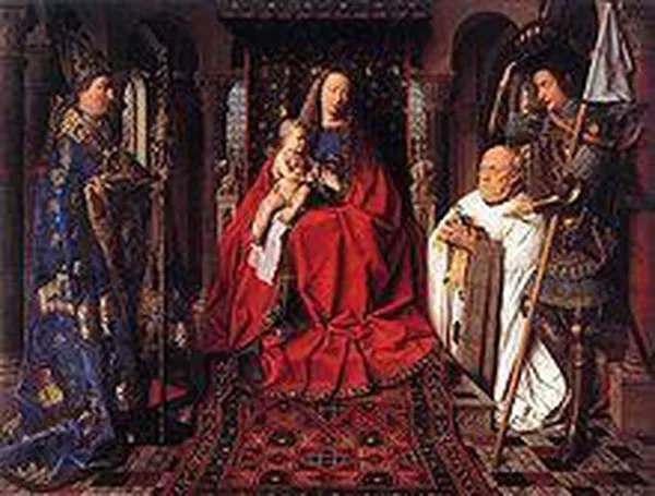 Jan Van Eyck's La Madone au Chanoine Van der Paele (1434), a nice example of Oriental carpets in Renaissance painting.