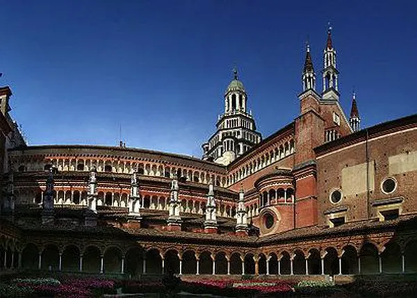 The Certosa di Pavia as seen from the Small Cloister. (Photo by Tango7174, 3 October 2007)