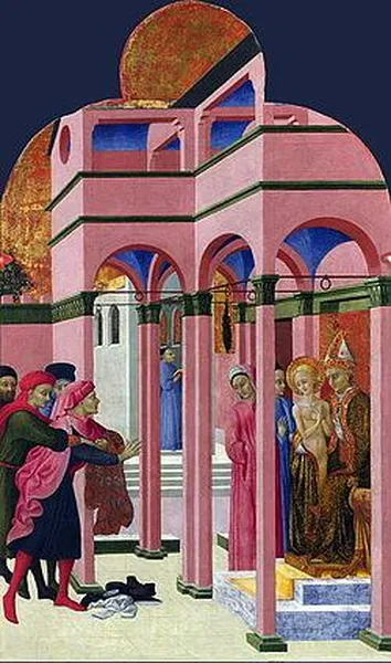 Stefano di Giovanni: Saint Francis Abandons His Father (1437 to 1444,)88 × 53 cm National Gallery