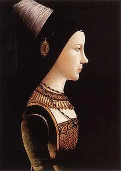 Mary of Burgundy, circa 1490; Oil on wood, 47.5 cm x 35 cm (88.7 in x (13.8 in); Heinz Kisters Collection, Kreuzlingen.