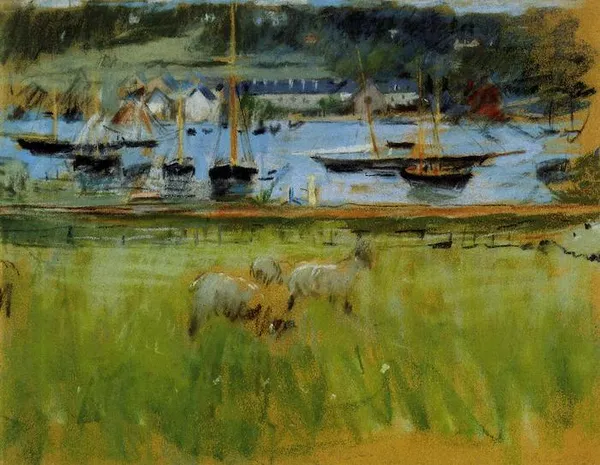 Berthe Morisot: Harbor in the Port of Fecamp (1874) pastel