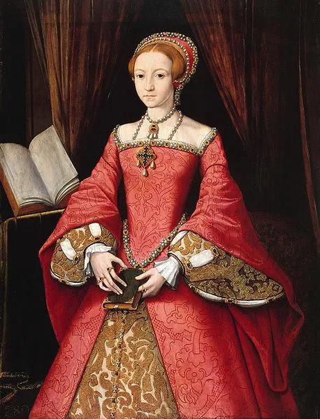 Attributed to William Scrots: Elizabeth I as a Princess (c. 1546) Oil on oak panel, 3' 6 3/4" x 2' 8 1/4", The Royal Collection, Windsor Castle
