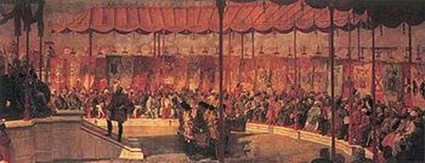 The Delhi Durbar of 1877. The Viceroy of India is seated on the dais to the left.