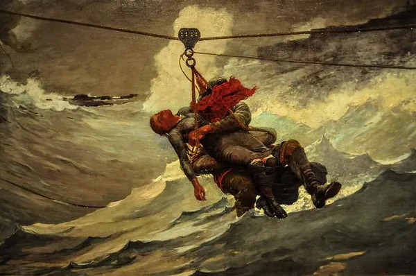 Winslow Homer: The Life Line (1884); Oil on canvas 28 5/8 x 44 3/4 inches (72.7 x 113.7 cm) Museum of Art Philadelphia PA 