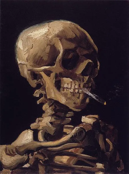 Skull of a Skeleton with Burning Cigarette, 1885–1886, oil on canvas, Van Gogh Museum