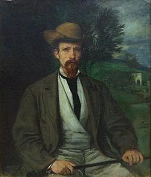 Hans von Marées: Self Portrait with Yellow Hat (German: Selbstbildnis mit gelbem Hut) (1874) Oil on canvas, Alte Nationalgalerie, Berlin