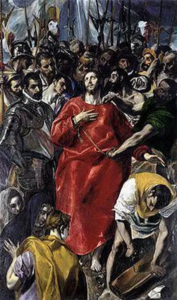The Disrobing of Christ (El Espolio) (1577–1579, oil on canvas, 285 × 173 cm, Sacristy of the Cathedral, Toledo) is one of the most famous altarpieces of El Greco. El Greco's altarpieces are renowned for their dynamic compositions and startling innovations.