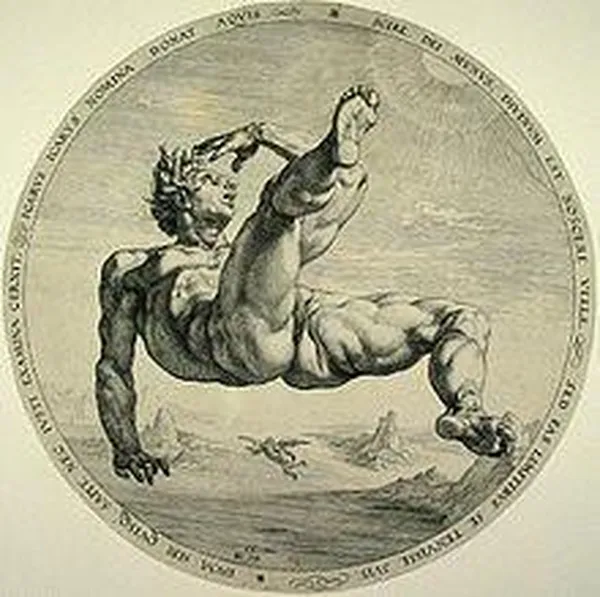 Henrick Goltzius: Icarus (1588) from the series The four disgracers. Engraving. New York City, New York Public Library.