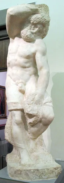 Michelangelo: Bearded Slave (circa 1525–1530). Marble; 63 cm (104 in). Galleria dell'Accademia, Firenze/ (Photo taken 3 January 2014, 16:30:22, by Sailko)