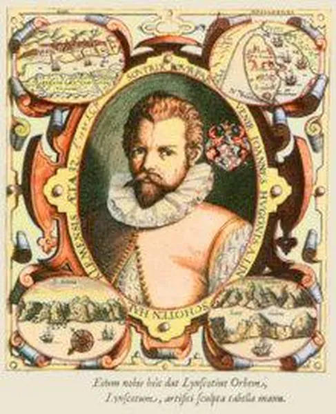 Portrait of Jan Huygen van Linschoten, from the princeps edition of his Itinerario.