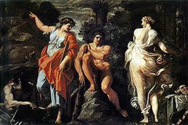Annibale Carracci: The Choice of Hercules (1596) Oil on canvas, 166 cm × 237 cm (65 in × 93 in), Capodimonte Gallery, Naples