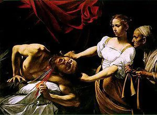 Caravaggio: Judith Beheading Holofernes (598-1599) Oil on canvas, 145 cm × 195 cm (57 in × 77 in) Galleria Nazionale d'Arte Antica, Rome
