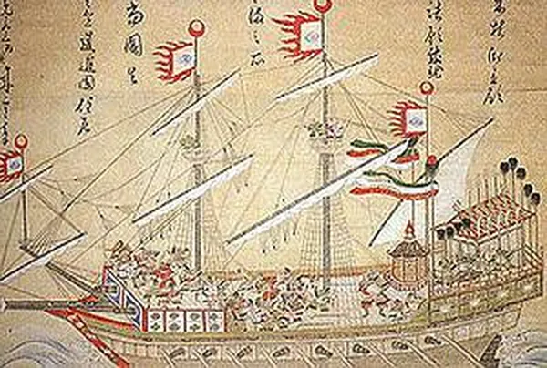 Yamada Nagasama's fighting ship, 17th century painting.