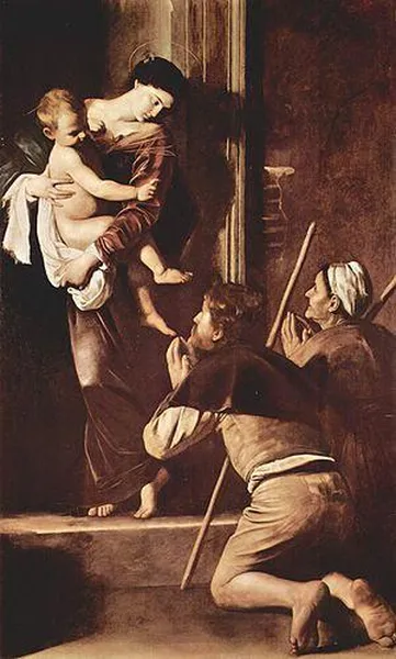 Caravaggio: Madonna di Loreto (1604-1606) Oil on canvas, 260 cm × 150 cm (100 in × 59 in), Sant'Agostino, Rome