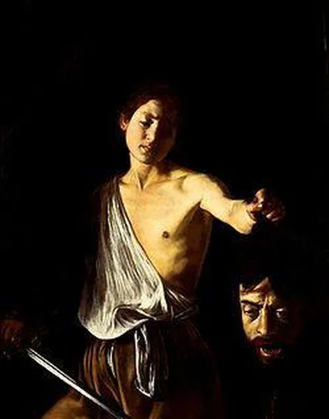 Caravaggio: David with the Head of Goliath (1609-1610) Oil on canvas, 125 cm × 101 cm (49 in × 40 in) Galleria Borghese, Rome
