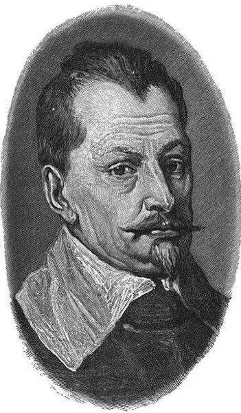 Albrecht Eusebius Wenzel von Wallenstein, Duke of Friedland and Mecklenburg. Source: H.F. Helmolt (ed.): History of the World. New York, 1902. Copied from: University of Texas Library Portrait Gallery. Originally part of the portrait by Anthony Van Dyck, 1629; now in the Bayerische Staatsgemäldesammlungen, Munich.
