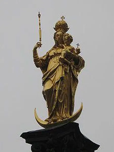 Virgin Mary atop the Mariensäule (Photo by Andrew Bossi, 2007)