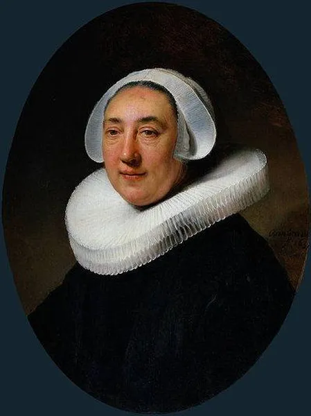 Rembrandt: Portrait of Haesje van Cleyburg (1634), a typical portrait from when Rembrandt is enjoying great commercial success.