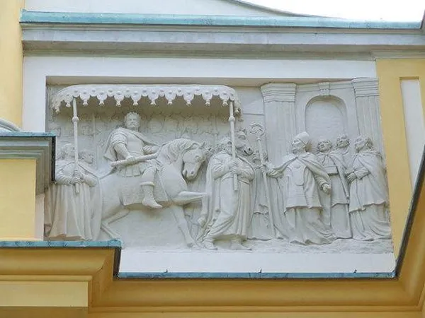 The coronation of King John III Sobieski (1676), relief from palace in Wilanów