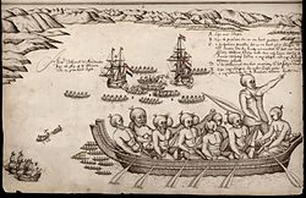 The first European impression of Māori, at Murderers' Bay in Abel Tasman's travel journal (1642).