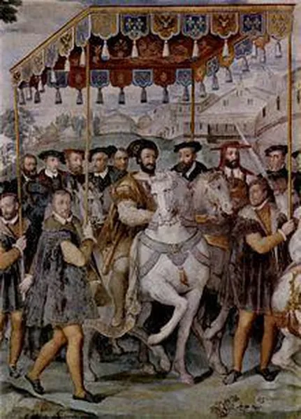 Royal Entry of Emperor Charles V, Francis I of France, and Alessandro Cardinal Farnese into Paris, Villa Farnese (1559).