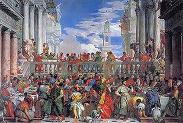 Paolo Veronese: The Wedding at Cana (1562–1563)Oil on Canvas, 666 cm × 990 cm (262 in × 390 in), Louvre, Paris