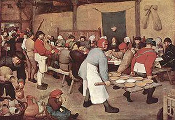Pieter Bruegel the Elder, The Peasant Wedding, (1567) Oil on panel, 124 cm × 164 cm (49 in × 65 in),Kunsthistorisches Museum, Vienna 