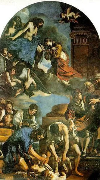 Guercino: The Burial of St. Petronilla (1623) Oil on canvas, 720 cm × 423 cm (280 in × 167 in), Musei Capitolini, Rome