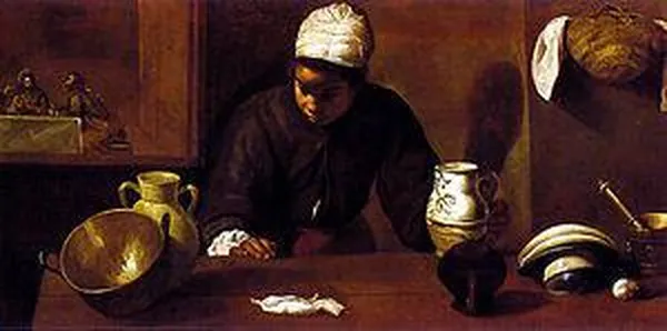 Diego Velázquez: La Mulata (1617-1618)Oil on canvas 56 cm × 118 cm (22 in × 46 in) National Gallery of Dublin, Dublin