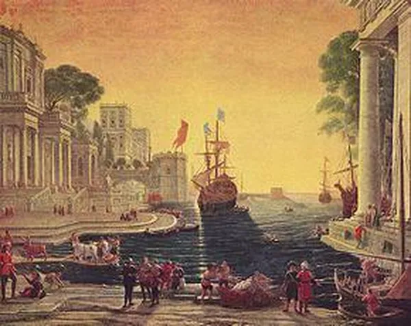 Claude Lorrain: Odysseus returns Chryseis to her father (1644).