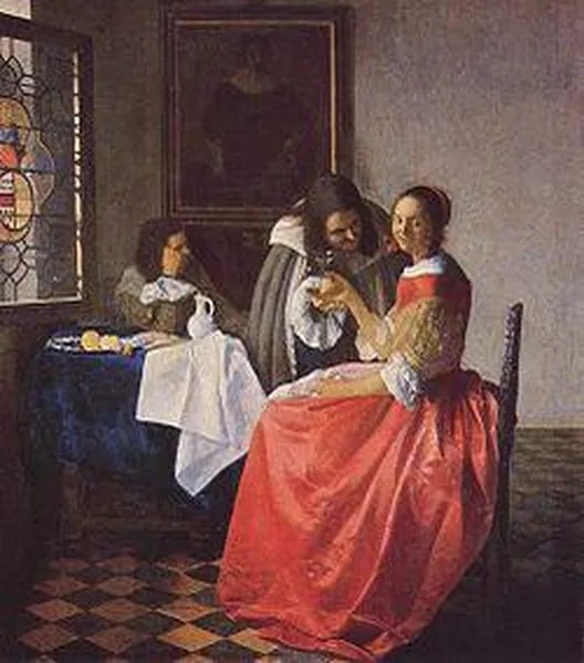 Johannes Vermeer: The Girl with the Wineglass (c. 1659-60) Oil on canvas. 78 × 67 cm (30.71 × 26.38 in) Herzog Anton Ulrich-Museum, Braunschweig, Germany