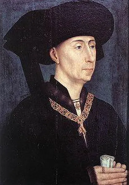 Philip the Good, wearing the collar of firesteels of the Order of the Golden Fleece he instituted, copy of a Roger van der Weyden of c.1450