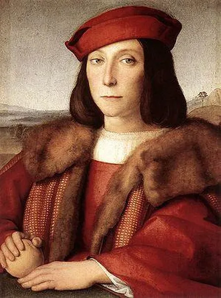 Raphael: Young Man with an Apple (1505) Oil on wood, 47 cm × 35 cm (19 in × 14 in), Uffizi, Florence