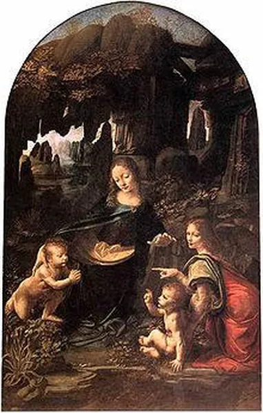 Leonardo da Vinci: Virgin of the Rocks, Louvre, possibly 1505–1508, demonstrates Leonardo's interest in nature.