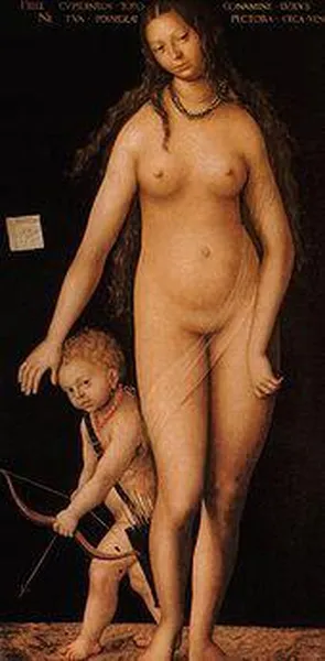 Lucas Cranach the Elder: Venus and Cupid (1508). An early nude, with Italian influence, and that of Dürer.