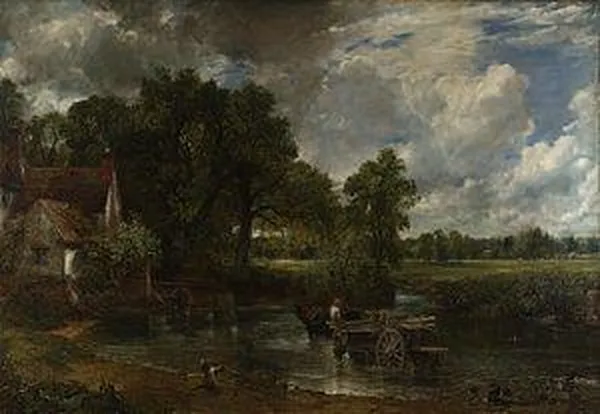 The Hay Wain (1821). Oil on canvas, 130 cm × 185 cm (51.2 in × 72.8 in), National Gallery, London