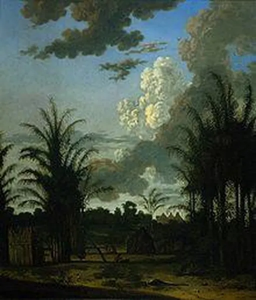 Dirk Valkenburg: Plantation in Surinam (1707); oil on canvas; 52.5 × 45.5 cm (20.7 × 17.9 in); Rijksmuseum Amsterdam