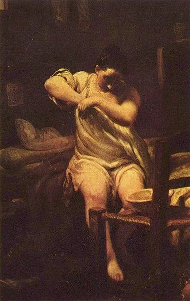 Giuseppe Crespi: Searching for Fleas circa 1709; oil on copper; 2 × 30 cm (16.5 × 11.8 in); Uffizi Gallery