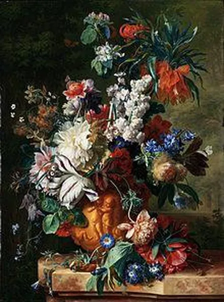 Bouquet of Flowers in an Urn by Jan van Huysum, from 1724